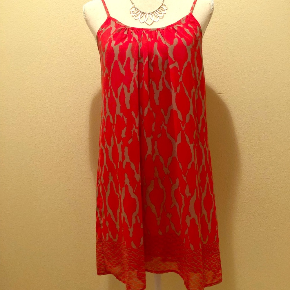 Orange and tan slip dress